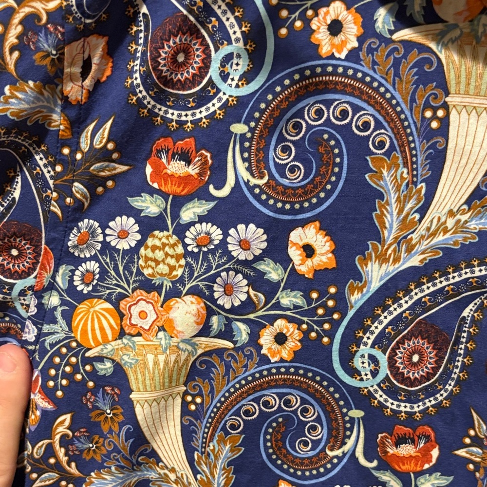 Paisley & Gray Slim Fit Blue Paisley Button Down Shirt M 16 - Picture 2 of 5